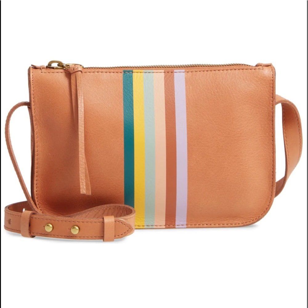 Madewell The Simple Crossbody Leather Bag In Desert Camel Multi